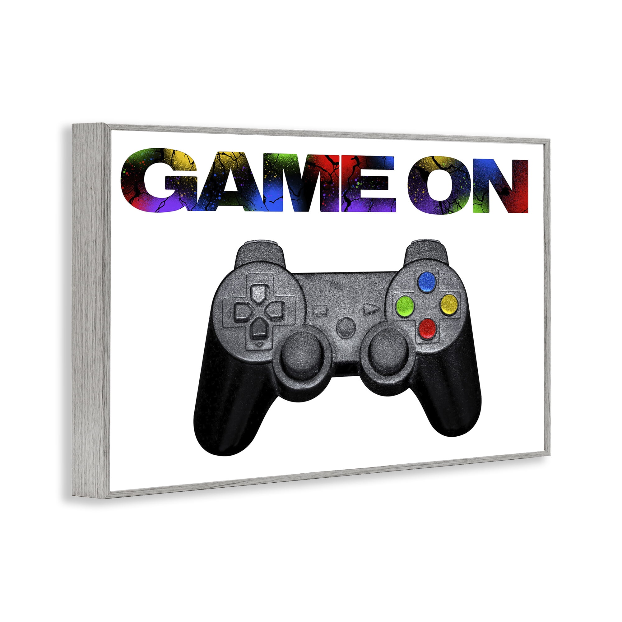 Stupell Industries Controller Game On Splatter Gray Framed Giclee Art, design by Marcus Prime