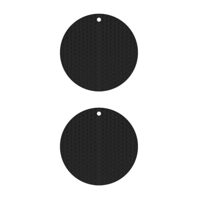 Decodeary Set de 2 Sets de Table Isolants en Silicone Tapis de Cuisson pour Micro-Ondes Plateau de Cuisson Antidérapant Résistant à la Chaleur Noir Rond