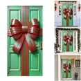 thumbnail image 2 of Christmas Door Cover 71x35 Inch Red Green Gift Wrap Banner, Elegant Holiday Door Hanging for Front Porch, Indoor Outdoor Winter Party Backdrop Merry Xmas Decoration Use (Green), 2 of 6