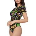 thumbnail image 2 of Gaeub Mardi Gras3 Women'S Short Sleeve One Piece Swimsuit Sexy High-Waisted Bodysuit For Swimming, Beach, Sports - Xx-Large, 2 of 9