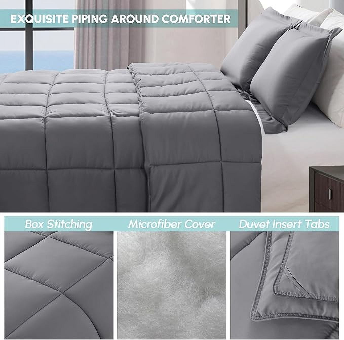 Elegant Comfort 3-Piece Comforter Set, Down Alternative Box Stitched, Ultra Soft All-Season Bedding with Shams, Plush Cozy Duvet Insert with Corner Tabs - Oversize King, Coral