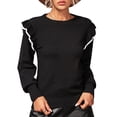thumbnail image 2 of Suéter de Ribete de Volante para Mujeres, Suéter de Jersey de Mujeres que se Ajustan para ir de compras, 2 of 7
