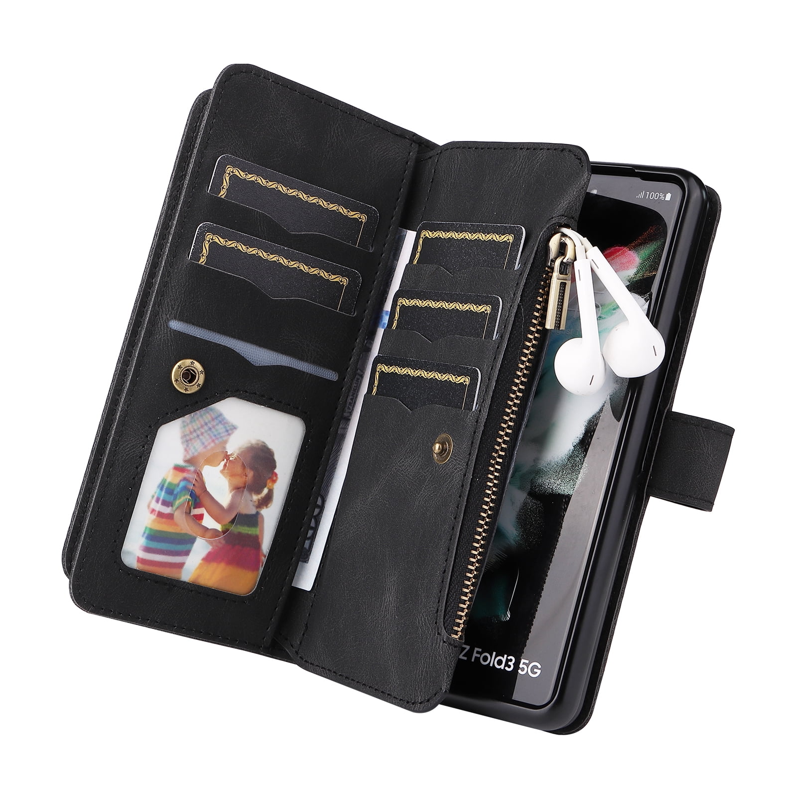 Unique-Custom-Gift Personalized Photo Premium PU Leather Wallet Phone Case  with Kickstand and Flip Cover for Samsung Galaxy Z Fold 3 / Z Fold 4 / Z