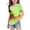 Green, variant on Girls Round Neck Short Sleeve Batik Tie Dye Print Blouse Tops Summer Casual Loose Y2K Streetwear Pullover Tee Tops