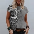 thumbnail image 1 of Pisexur Hauts d'Été pour Femmes 2024 T-Shirt à Manches Courtes Col Rond Décontracté Mode Florale Coupe Ample Blouse Basique, 1 of 4