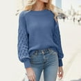 thumbnail image 2 of Rovga Women Sweater O-Neck Long Sleeve Puff Sleeves Sweaters Casual Loose Knitted Pullover Jumper Tops Cozy Streetwear, 2 of 7