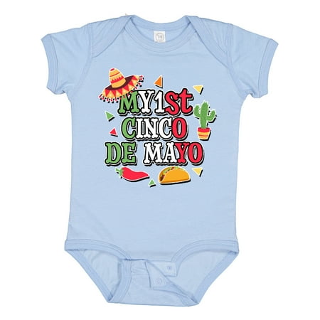 

Inktastic My 1st Cinco De Mayo with Sombrero Red Chili Pepper Taco and Cactus Gift Baby Boy or Baby Girl Bodysuit