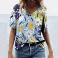 thumbnail image 3 of Pompotops T-Shirts à Imprimé Floral Tournesol pour Femmes Été Manches Courtes Col en V T-Shirts Graphiques Amples Décontractés, 3 of 5