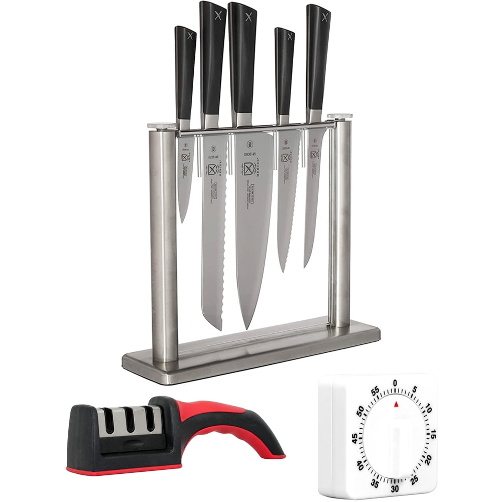 Mercer Culinary 6-Piece Damascus-Style Knife Set with Magnetic Bamboo Stand  M21995BM