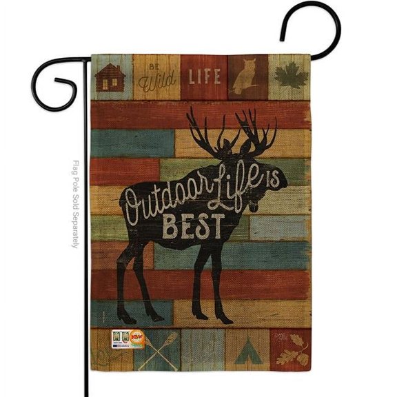 13 x 18.5 in. Outdoor Life Is Best Burlap Nature Impressions Decorative Vertical Double Sided Garden Flag