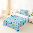 thumbnail image 5 of Homewish Cute Cartoon Cat Twin Sheets,Kawaii Floral Leaves Bedding,Teal,3 Pieces,1 Fitted Sheet and 1 Pillowcase, 5 of 6