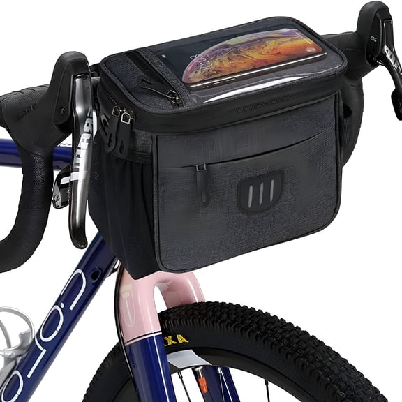 GASTROPOD 6L Bicycle Handlebar Bag Waterproof Bicycle Front Bag Large Capacity Bicycle Basket Bag Handlebar Panniers with Phone Holder Electric Bike Road Storage Bag