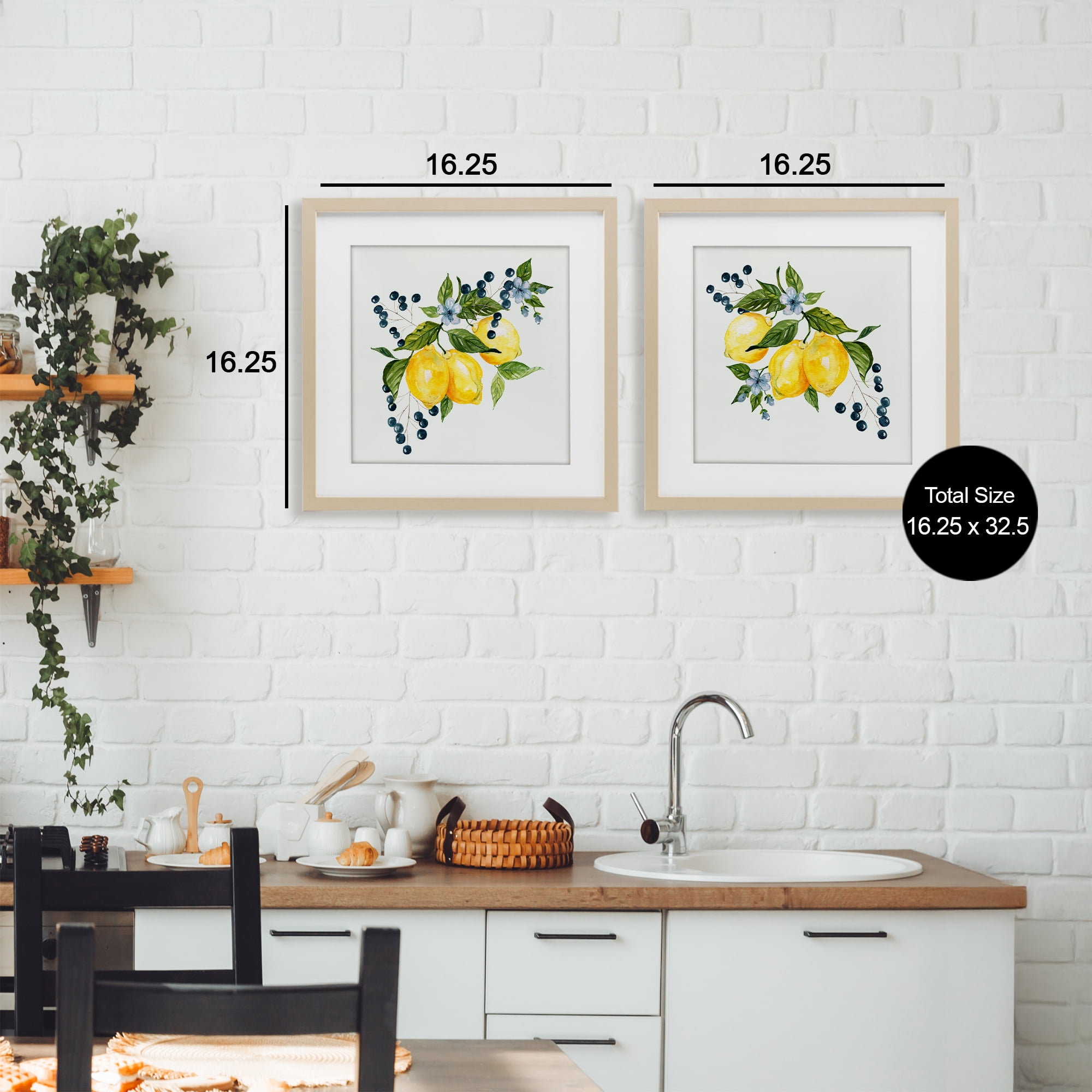 Stupell Industries Citrus & Berries Cluster 2 Piece Birch Framed Print Under Glass Set, design by Livi Finn