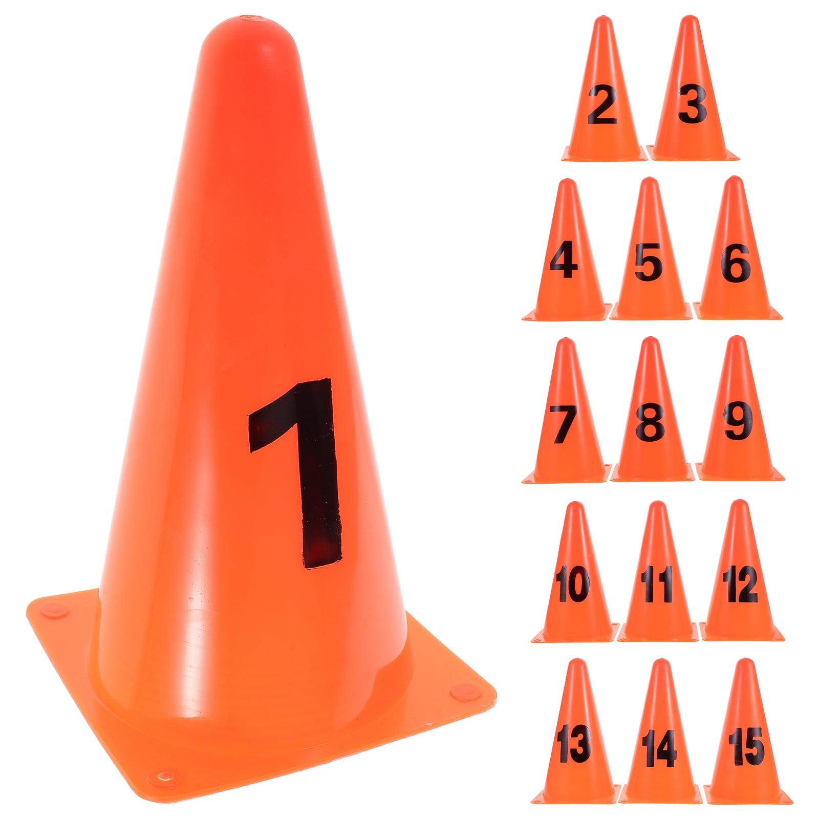 Baluue 15Pcs Orange Training Cones Numbered Plastic Soccer Basketball Football