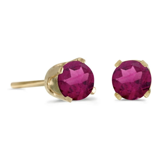 14k Yellow Gold 4 mm Round Rhodolite Garnet Stud Earrings