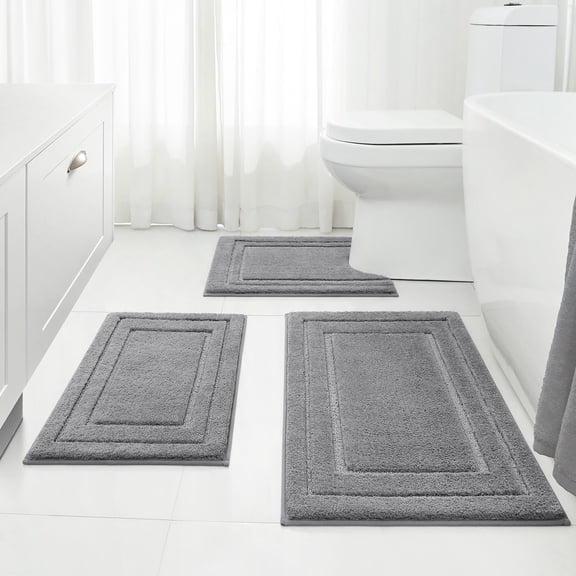 OLANLY Thick Memory Foam Bath Mat Rug 30x20, Extra Soft Absorbent Bathroom Rugs, Quick Dry Bath Mats, Non-Slip, Machine Washable Carpet for Bathroom, Tub and Shower, Home Decor Accessories, Grey