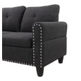 thumbnail image 5 of L-Shaped Linen Blend Fabric Couch with Wood Frame and Low-Profile Legs, Settee with Cushions Rounded Arms, Storage Ottoman and Two Toss Pillows, Charcoal grey, 5 of 9