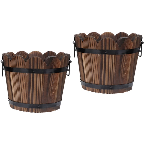 FOMIYES Cedar Wood Planter, Brown, Resistant to Scratch and Impact, 2Pcs