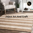 thumbnail image 2 of Jaipur Art And Craft Rectangle Hand Braided Jute White Strip Area Rug Floor Carpet (10x13 Sq ft), 2 of 5