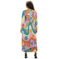 thumbnail image 2 of FKELYI Groovy Hippie Flower Print Womens Long Sleeve Fall Dress V Neck Maxi Casual Dress with Pockets Soft A-Line Flowy Tiered Waist Dresses for Ladies, 3XL, 2 of 6