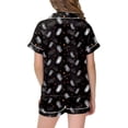 thumbnail image 5 of Afdoent Girls Pajamas Set Halloween Ghost Print Sleepwear Short Sleeve Lapel Top And Shorts Comfy Pajamas Set Casual Loungewear Comfortable Kids Holiday Sleepwear 8-9 Years, 5 of 5