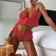 thumbnail image 2 of Gibobby Ropa interior mujer sexy Conjunto de falda a cuadros para mujer con ribete de encaje y falda(Rojo, CH), 2 of 5