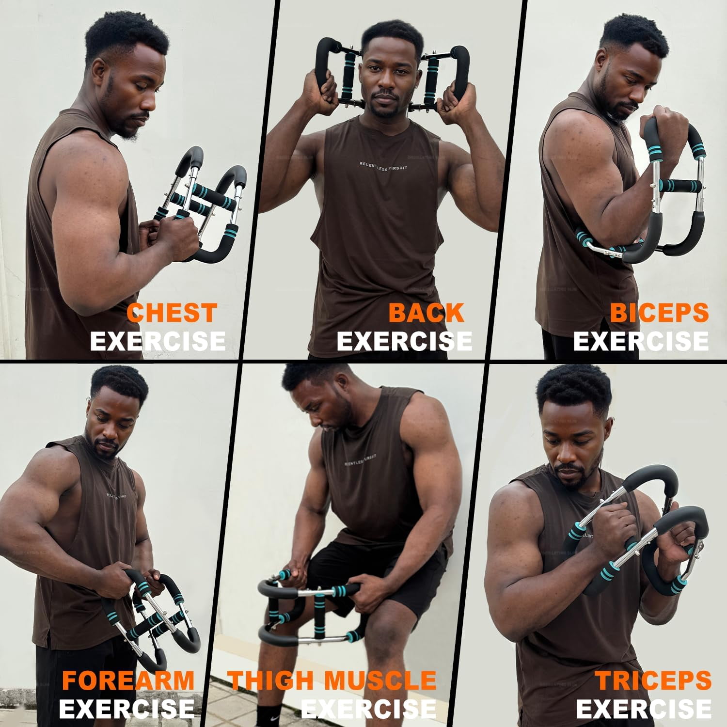 U-Shaped Arm Trainer, Forearm & Bicep Workout Equipment, Hand Grip Strengthener for Home Gym, Muscle Builder for Wrist, Chest & Shoulder, Black
