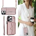 thumbnail image 2 of Crossbody PU Leather Wallet Case For IPhone 14 13 12 Mini 11 Pro X XS Max XR 8 7 SE 2020 2022 Card Slots Magnetic Lanyard Phone Cover, 2 of 5