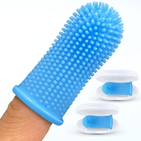 UPC: 0850019711288 | Jasper Dog Toothbrush Silicone Finger Toothbrush for Puppies Cats and Small Pets 2 Pack Blue