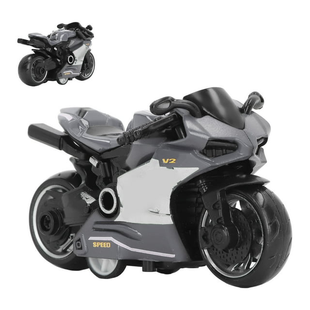 Jouet de Moto à Rétrofriction, Haute Simulation Robuste, Jouets de Moto Finement Conçus en Alliage pour Collection Rouge, Bleu, Vert, Gris