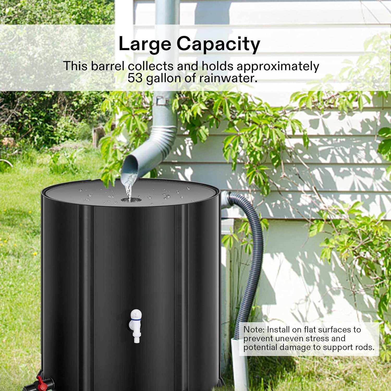 Collapsible Rain Barrel, 53 Gallon with 1000D Oxford Cloth, Portable Rain Collection System, Water Barrel Collector w/Filter Spigot