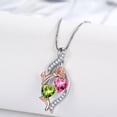 thumbnail image 6 of Taioiat Double Birthstone Necklaces for Women 18K Gold Plated Birthstone Rose Flower Jewelry Anniversary Valentines Day Mother's Day Birthday Gifts for Her Wife Girlfriend Mom, 6 of 7
