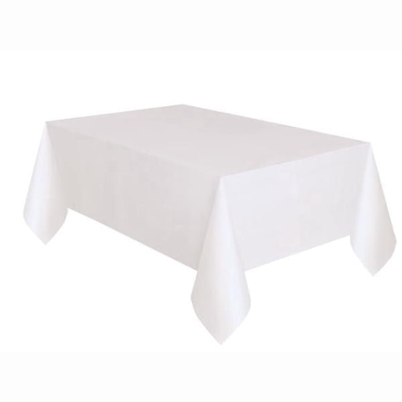 Nappe de table rectangulaire solide en plastique blanc, 54" x 108"