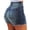 Dark Blue, variant on Summer Women Shorts High Waist Washed Retro Distressed Ripped Edge Solid Color Butt-lifted Slim Fit Side Pockets Casual Club Party Short Pants