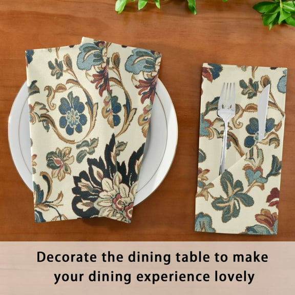 Satin Native Fab Cotton Dinner Napkin Ornate Floral Elegance Reusable