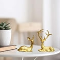 thumbnail image 4 of CoreLiving Golden Deer Figurine Set of 2, Small Animal Statues for Home Decor, Handmade Ornament with Hairy Texture, Elegant Gold Reindeer for Shelf Desk Mantel Christmas Decor, 4 of 5
