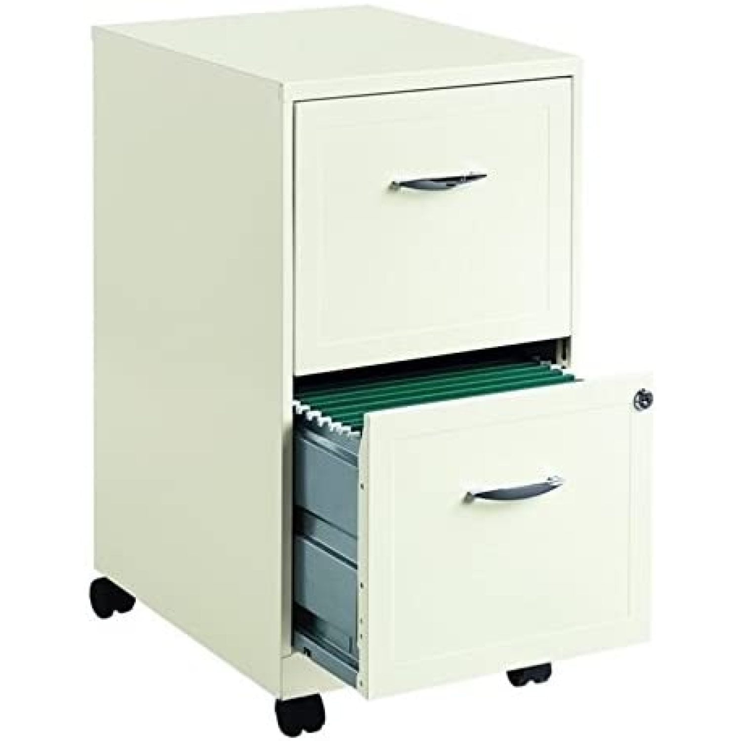 Space s 18" 2 Drawer Mobile Vertical File Pearl White