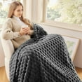 thumbnail image 4 of Biwat Super Soft Queen Blanket Grey Premium Silky Flannel Fleece 3D Clouds Stylish Jacquard Lightweight Bed Blanket All Season Use 350GSM (Grey Clouds, Queen(90"x90")), 4 of 4