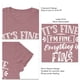 thumbnail image 3 of Camiseta de verano con estampado de letras, cuello redondo, manga corta, camiseta informal de gran tamaño con estampado de letras para mujer, oro rosa (letra blanca) L, 3 of 4