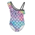 thumbnail image 4 of Uorisanigo Girls Swimsuits Size 7-8 Single Spaghetti Strap Ruffle Halter Swimming Training Bathing Suit Mermaid Scale One Piece Quick Dry Beach Swimwear for Kids, 4 of 7