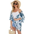 thumbnail image 4 of SUCS Women's Floral Print Puff Sleeve Kimono Cardigan Loose Cover Up Casual Blouse Tops, 4 of 8