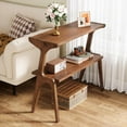 thumbnail image 3 of Tribesigns Set of 2 Narrow End Table Solid Wood Legs, Farmhouse Slim Sofa Side Table with Storage Shelves(2,Rustic Brown), 3 of 5