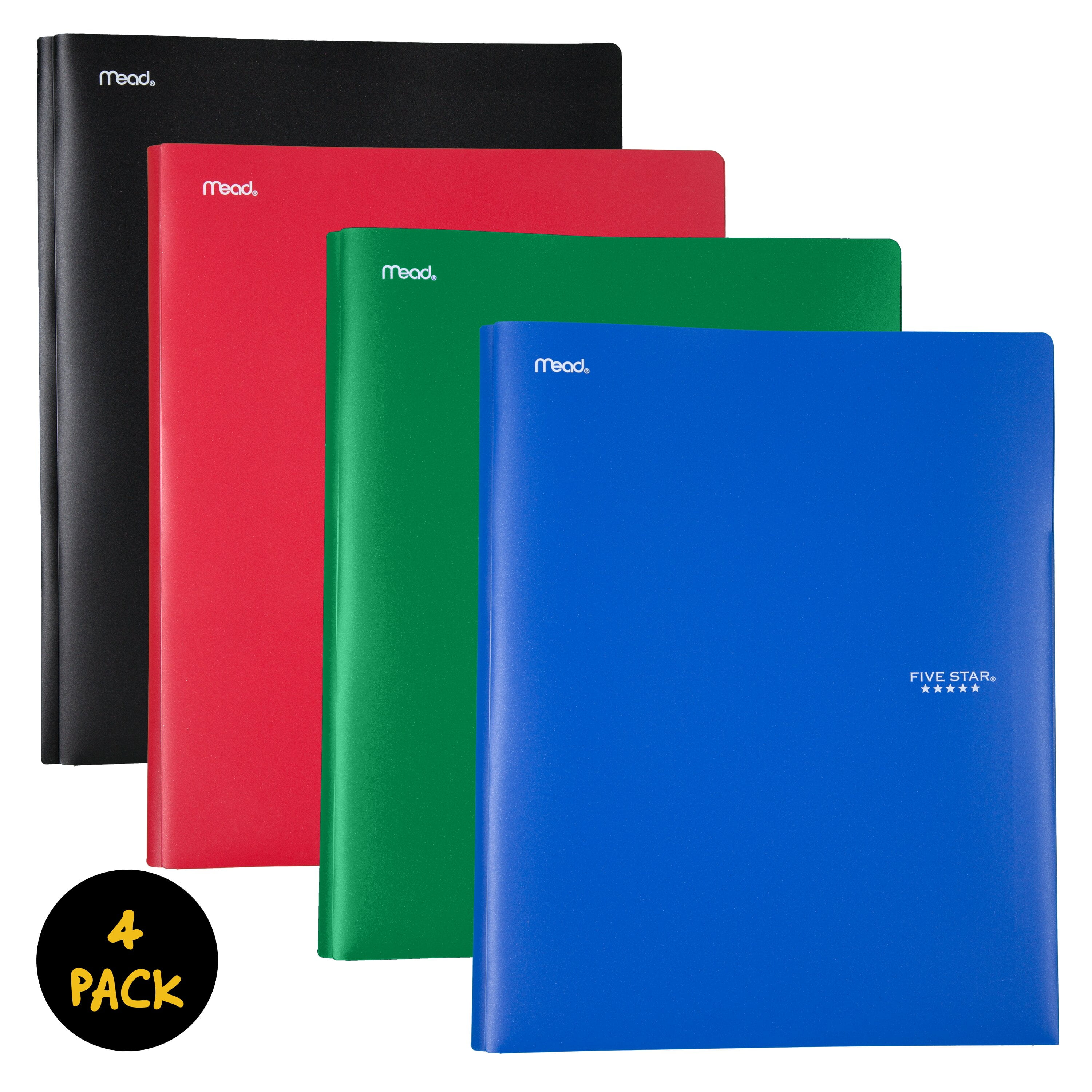 Five Star Plastic Pocket and Prong Folder 4 Pack Primary Pocket