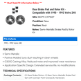 thumbnail image 2 of Rear Brake Pad and Rotor Kit - Compatible with 1990 - 1993 Volvo 240 1991 1992, 2 of 2