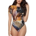 thumbnail image 1 of Fotbe Abstract Lion Painting Body de Mujer con Cuello Redondo y Mangas Cortas, Sin Mangas Ajustado, Suave, Cómodo y Básico-Small, 1 of 7