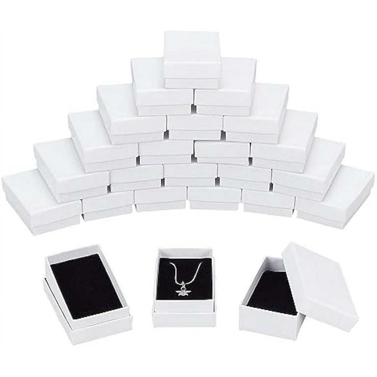 24 Pack Diamond Pattern Cardboard Jewelry Boxes 3x2x1inch White Earring  Necklace Kraft Gift Boxes with Velvet