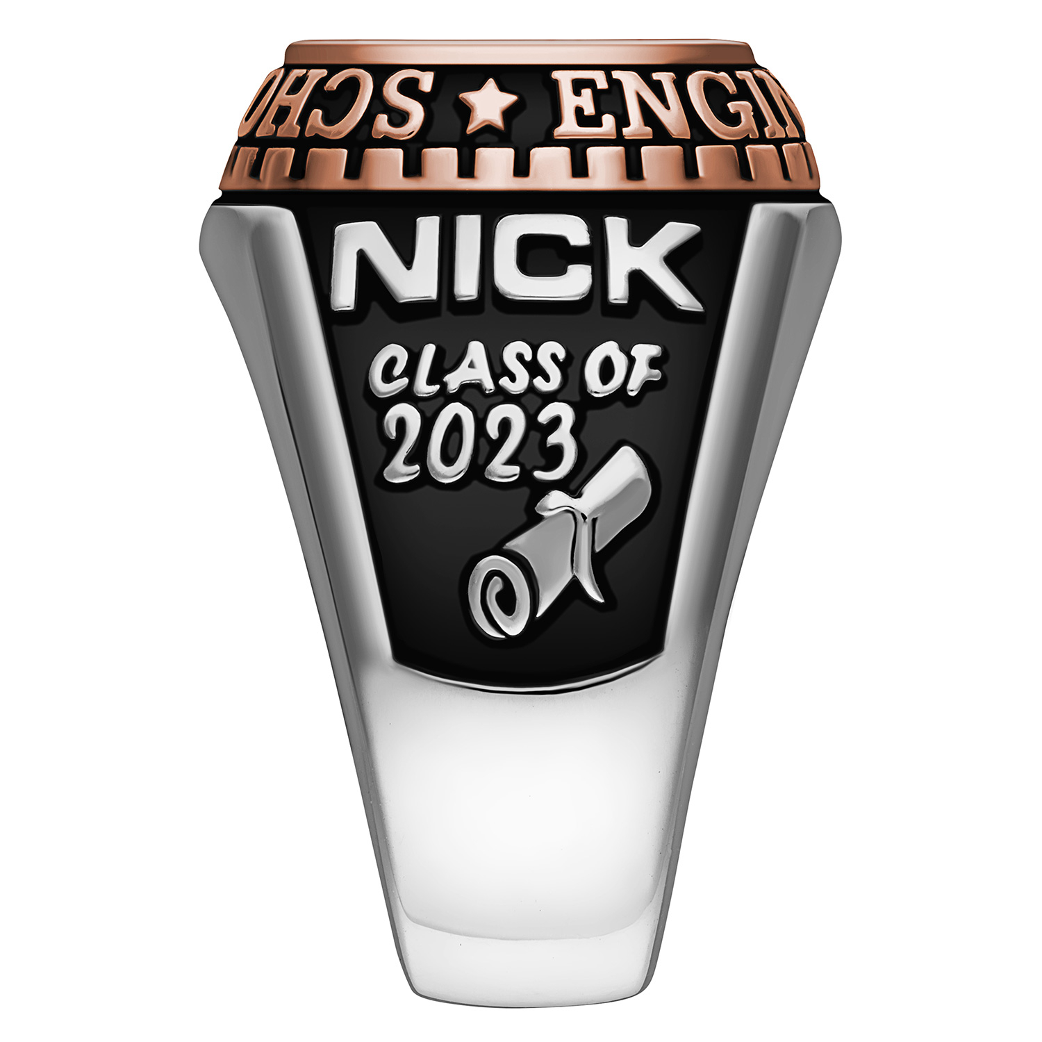 Order Now for 2025 Graduation, Freestyle Men's Rose Silver Birthstone Class Ring Sterling Silver, Personalized, High School or College Graduation