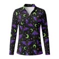thumbnail image 4 of Jeiento Moisture Wicking Women's Golf Shirts, Moon Bat Gym Workout Tops, Long Sleeve V Neck Quick Dry Sun Protection Tennis Shirt for Workout Training Daily Wear, 4 of 7