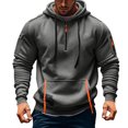 thumbnail image 2 of WTOBBY Men's Full-Zip Hooded Cardigan Arm Pocket Sportswear Oversized Casual Sweatshirt Jacket Athletic Street Style Breathable Fabric,Dark Gray S, 2 of 5