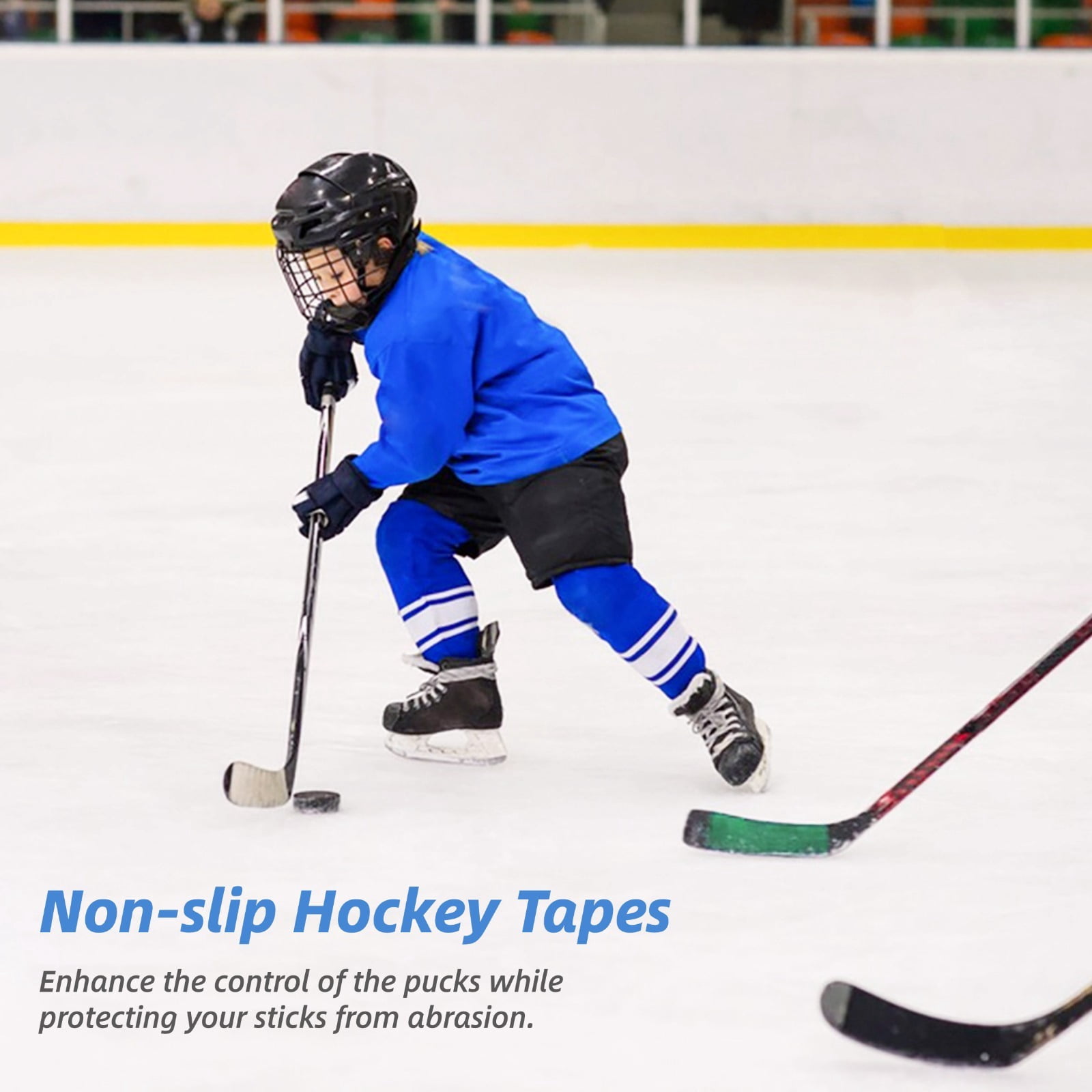 10 Rolls Hockey Tape, 1"x27.3 Yd Poly-Cotton Non-Slip Sports Grip Tape for Ice Hockey, Lacrosse Sticks, Shin Pads - 6 Color Multi-Pack